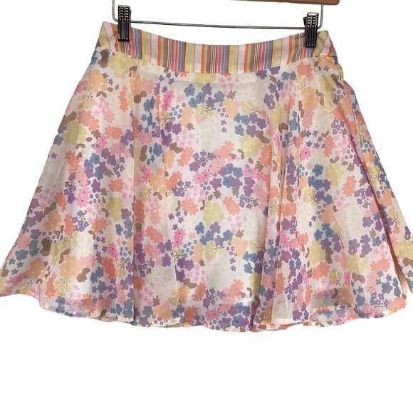 Showpo A-Line Skirt Size 4 Floral With Striped Waistband Mini Lined - Picture 4 of 6